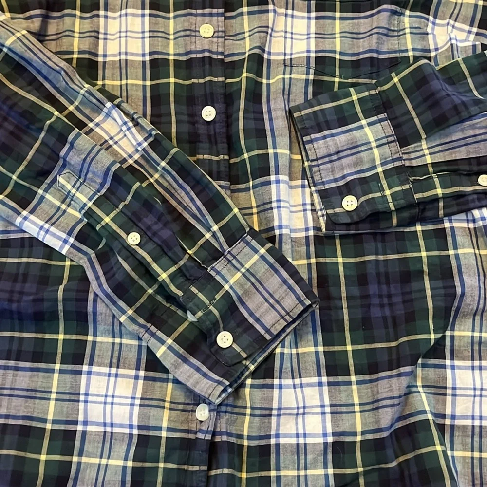 J. Crew perfect fit shirt size large dress Gordon plaid tartan style 03411